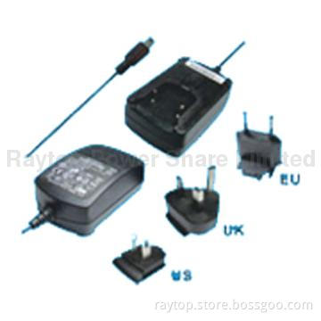 Interchangable Wall Plug in AC/DC Power Adapter with 3 Standard Blades